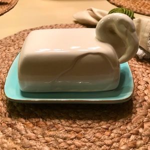 🦋🦋 Large Ceramic Flamingo 🦩 Butter Dish 🦋